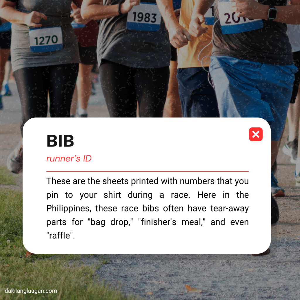 running terms, running vocabulary, beginner runner terminology, essential running terms, bib, race bib